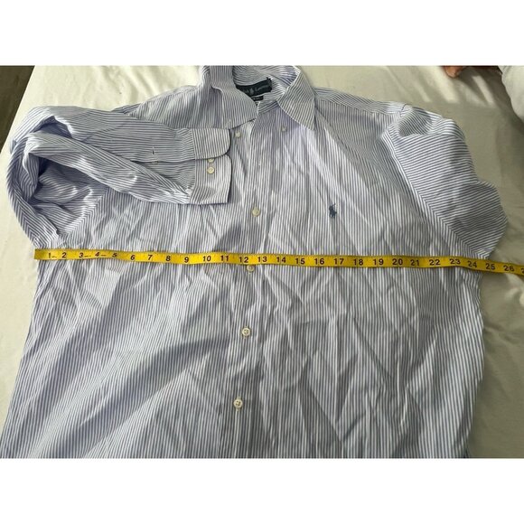Ralph Lauren Blue White Stripe Button Down Shirt Size L/XL (17.5, 32/33) - Picture 13 of 14